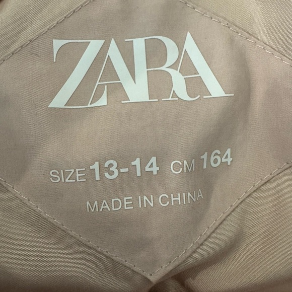 Zara Girls TRF Collection Beige Blush Puffer Long Coat | Down-Filled Size 13-14 - Picture 9 of 10